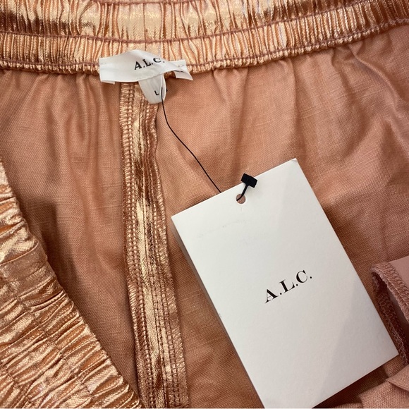 A.L.C. ALC Ryder Gold Metallic Linen Shorts Large - Picture 6 of 7
